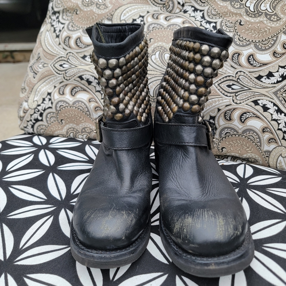 Ash Black Studded Moto Booties